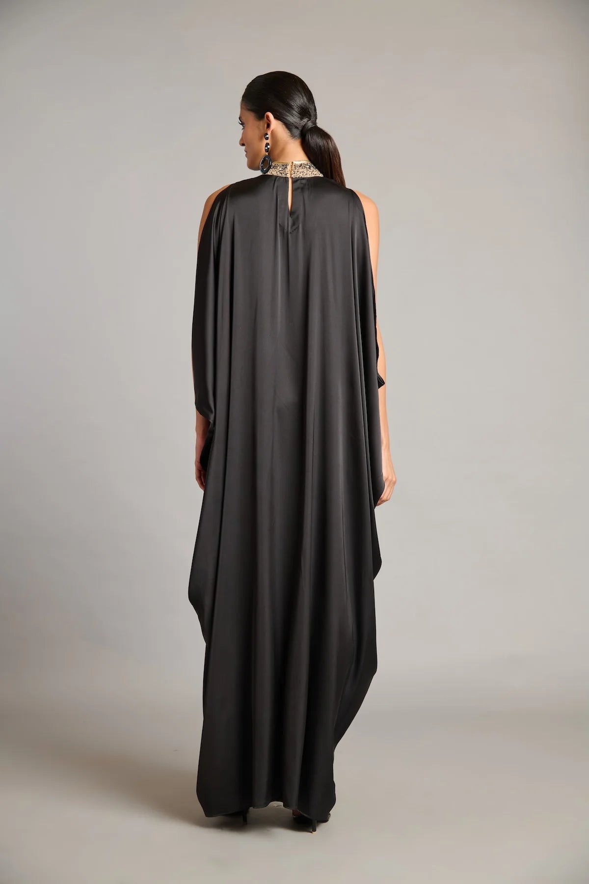 NS black mixed media kaftan