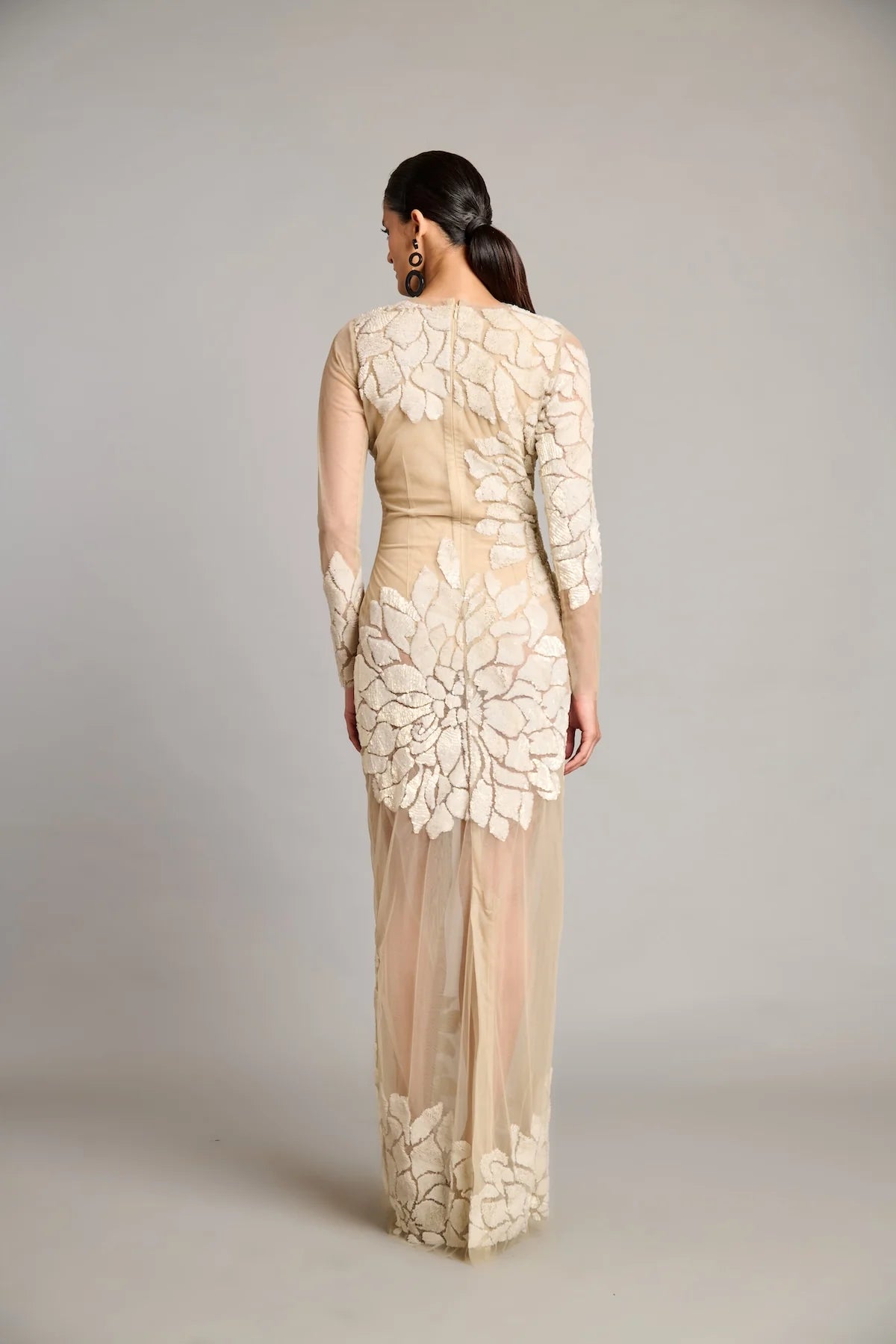 NS ivory sequin sheer gown