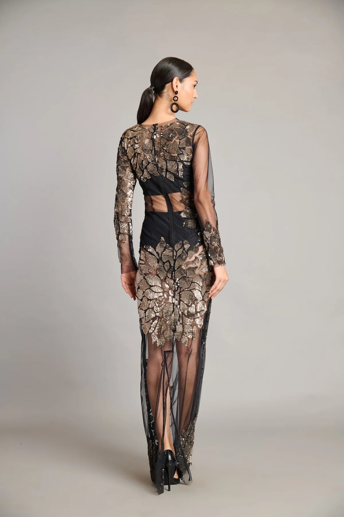 NS sequin sheer gown