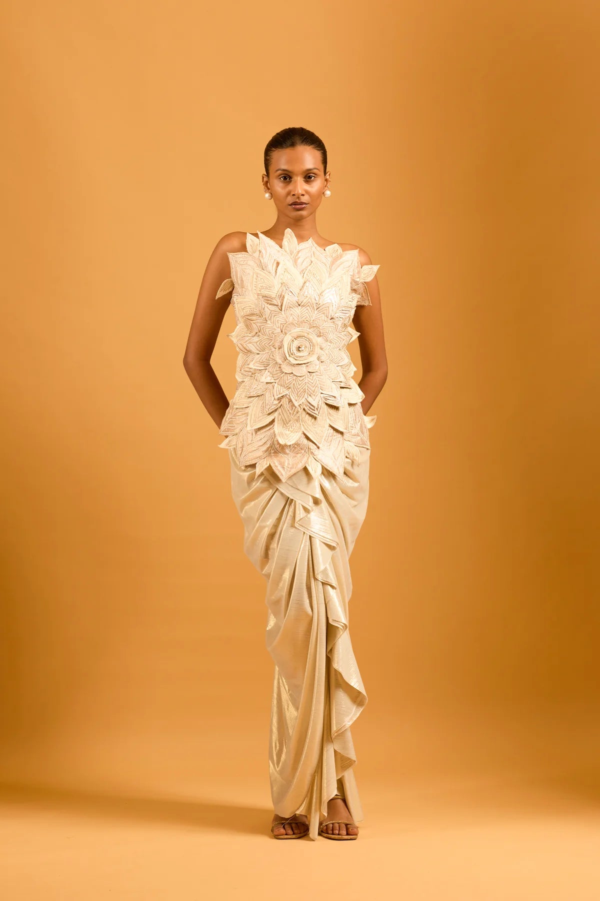 Trifecta gold draped skirt