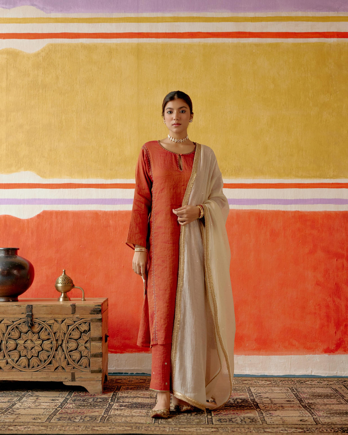 Sindoor Beaded Kurta Set