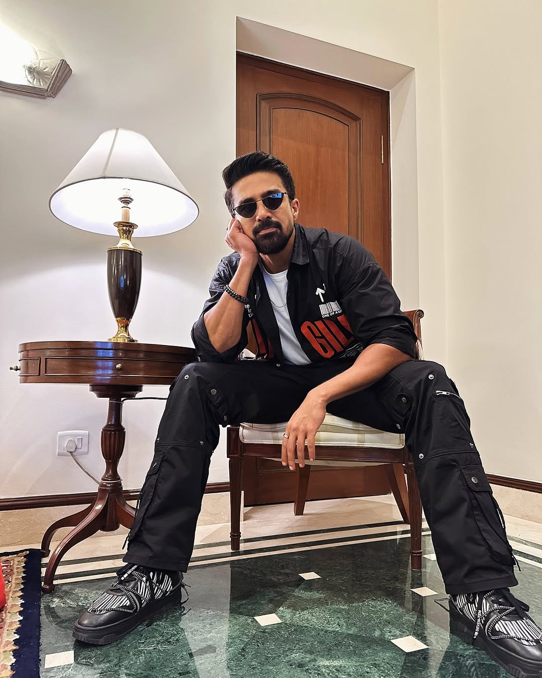 Celeb Spotted - 717 black white graphic high-top sneaker - 7-10.in