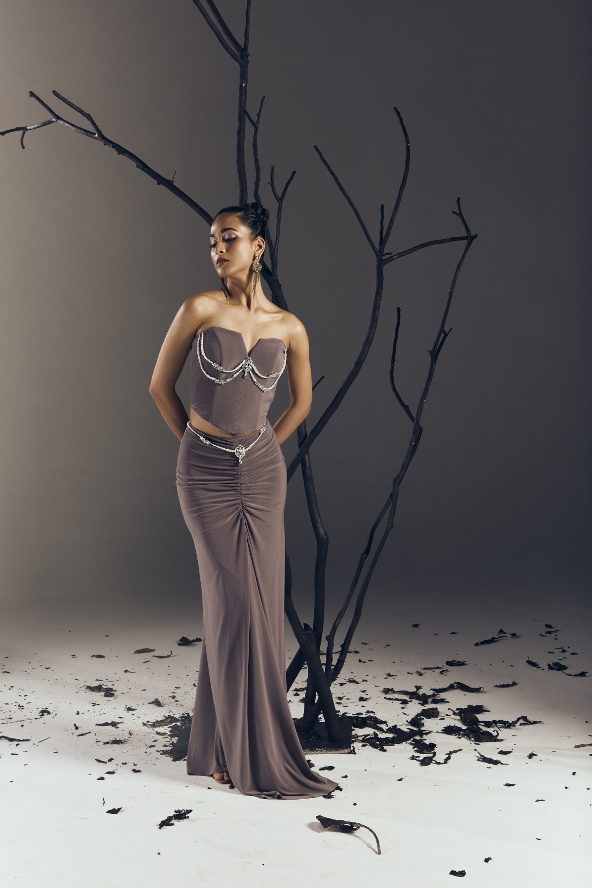 CORSET WITH LONG RUCHED SKIRT