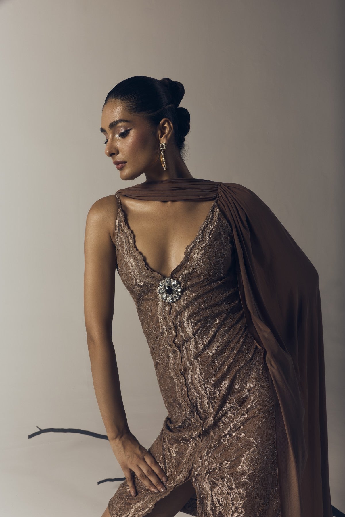 MOLTEN CHOCOLATE LACE DRESS