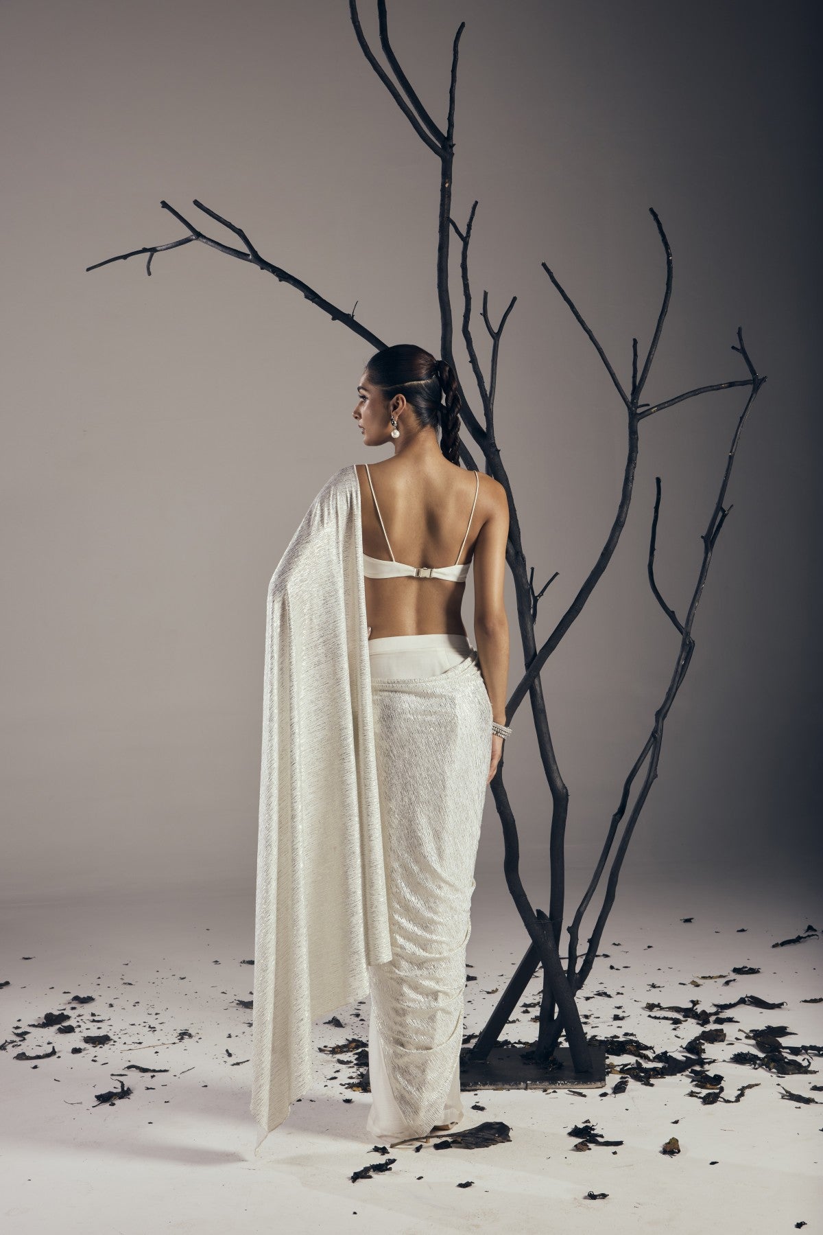 PRE- DRAPED SAREE WITH BRALETTE