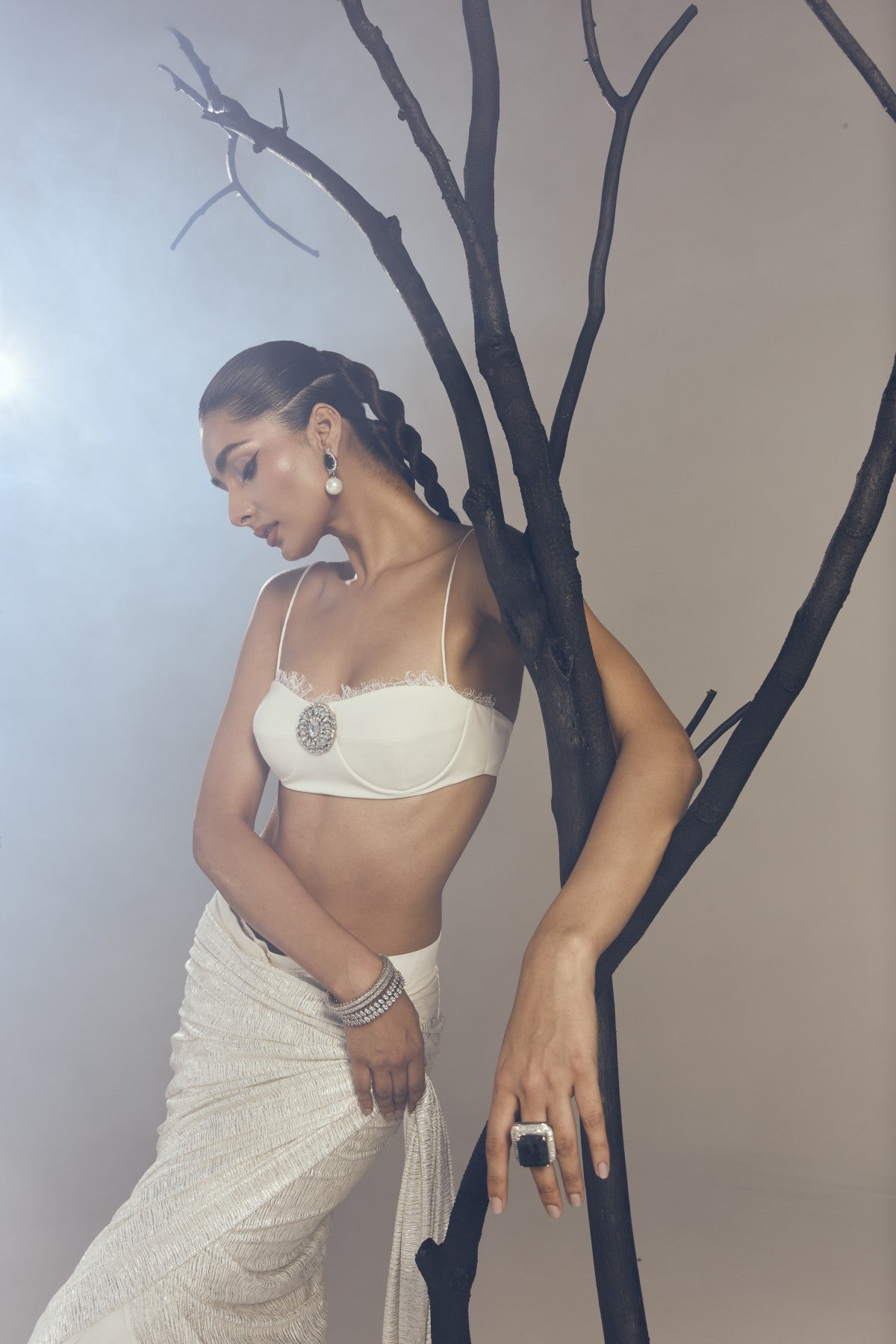 PRE- DRAPED SAREE WITH BRALETTE