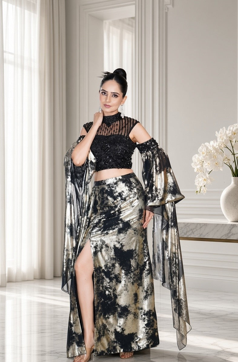 Tie and Dye Drape Skirt Blouse
