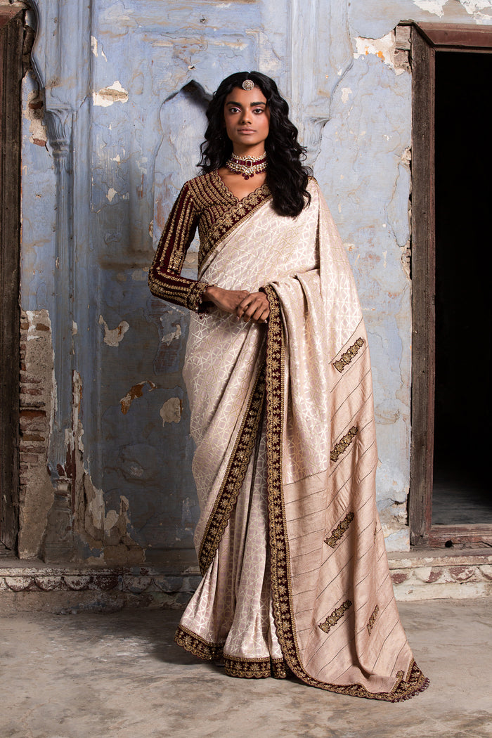 Blush Pink Monga Saree