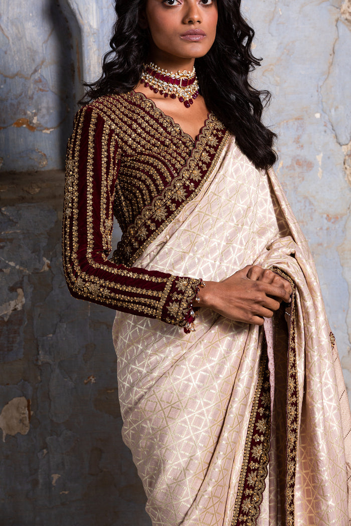 Blush Pink Monga Saree