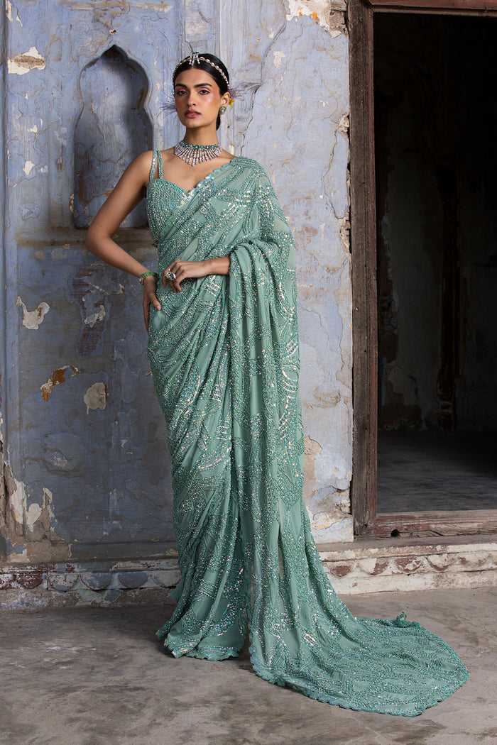 Jade Green Georgette Saree