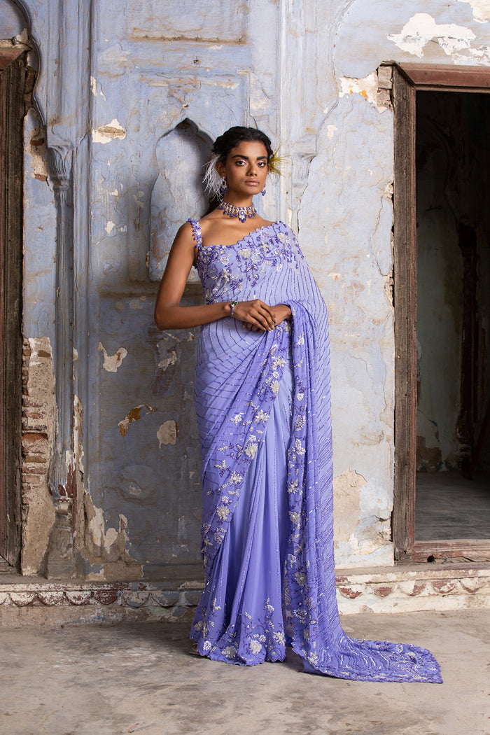 Ink Blue Ombre Saree
