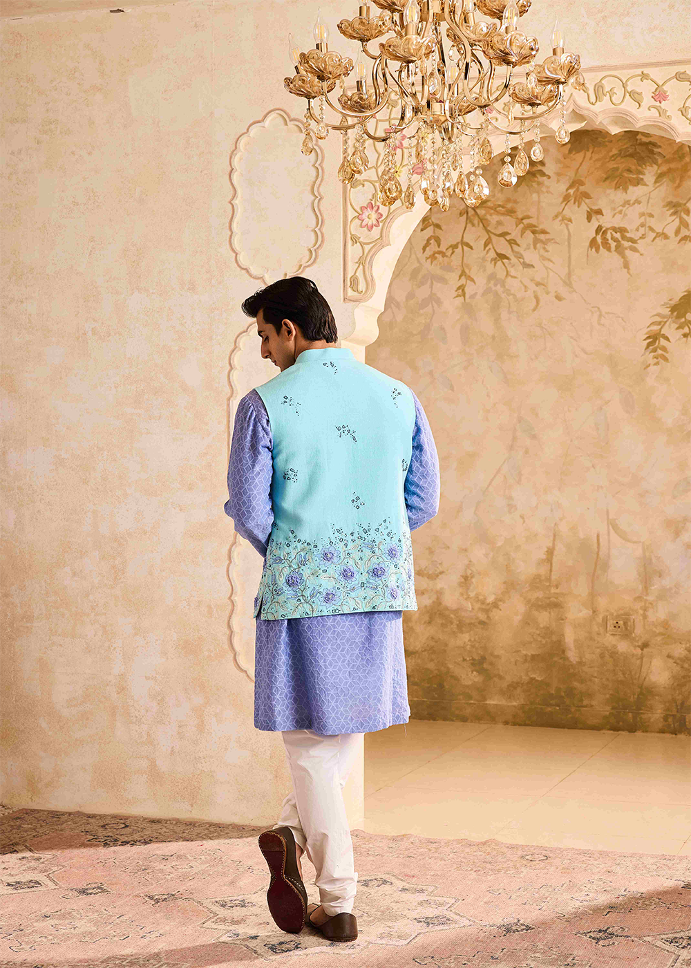Turq Bundi Jacket lilac Kurta Ivory Churidar
