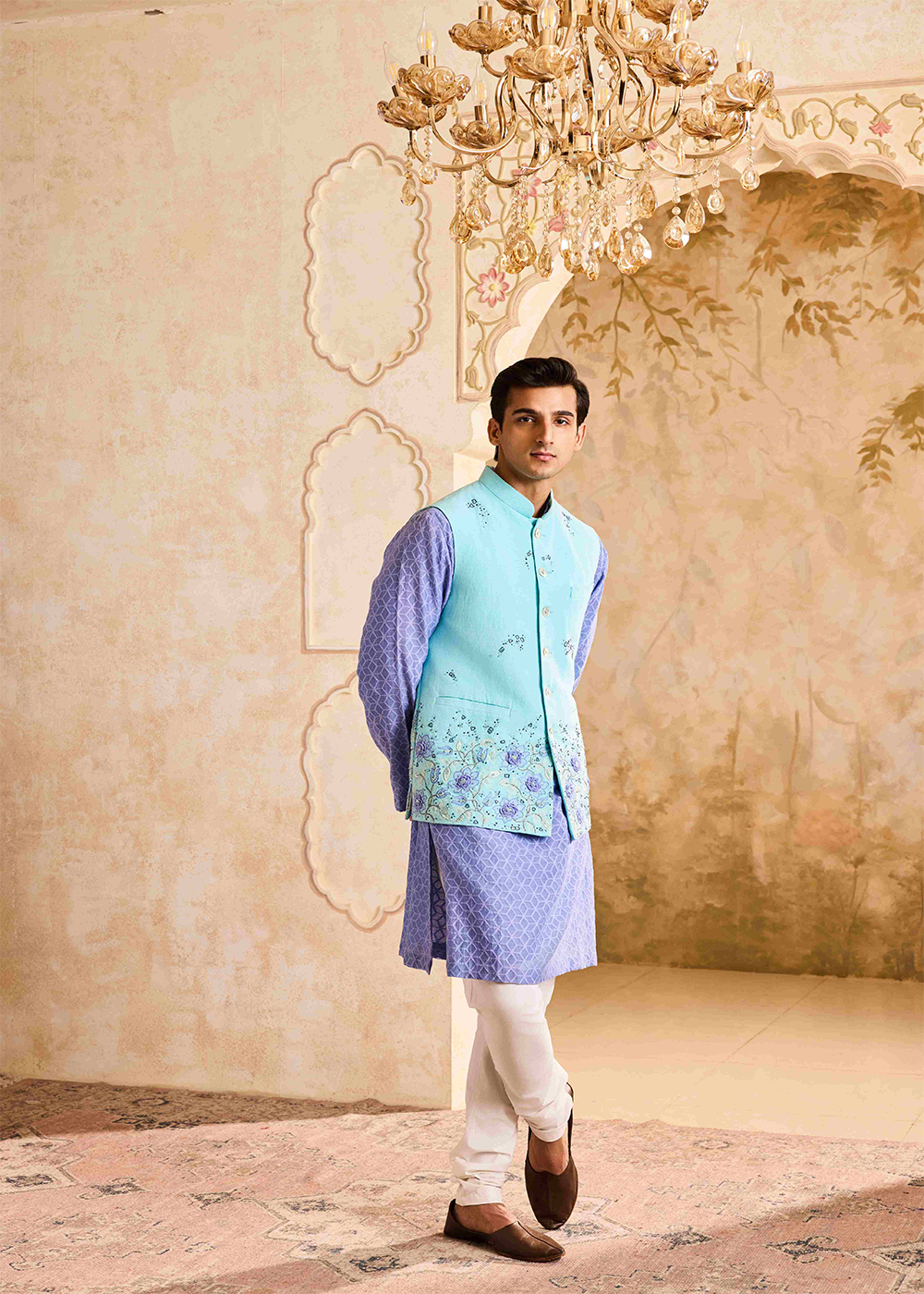 Turq Bundi Jacket lilac Kurta Ivory Churidar