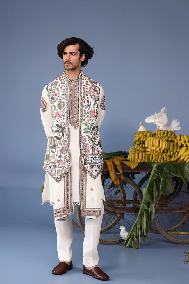 Bilal Ivory Kurta Jacket Set