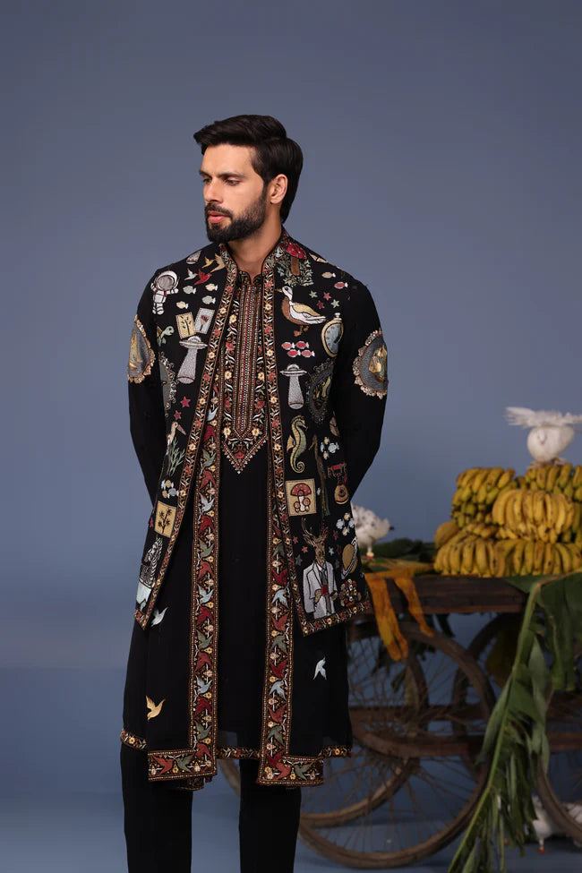 Kainaat Black Kurta Jacket Set