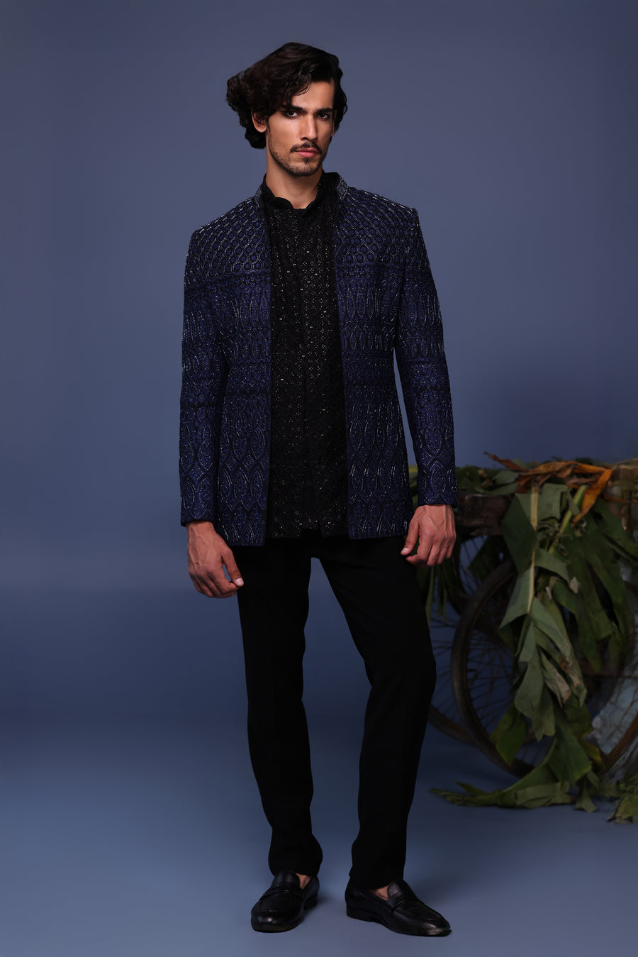 Hifa Navy Blue Jodhpuri Set