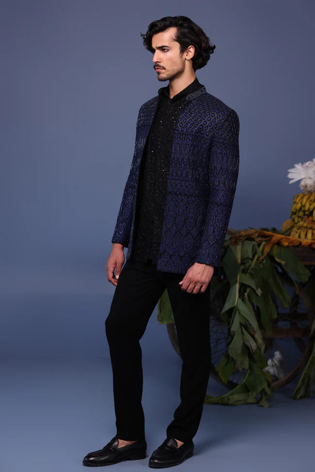 Hifa Navy Blue Jodhpuri Set