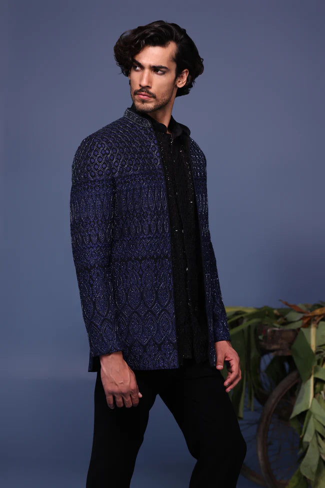 Hifa Navy Blue Jodhpuri Set
