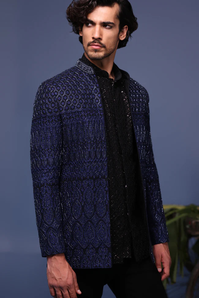 Hifa Navy Blue Jodhpuri Set