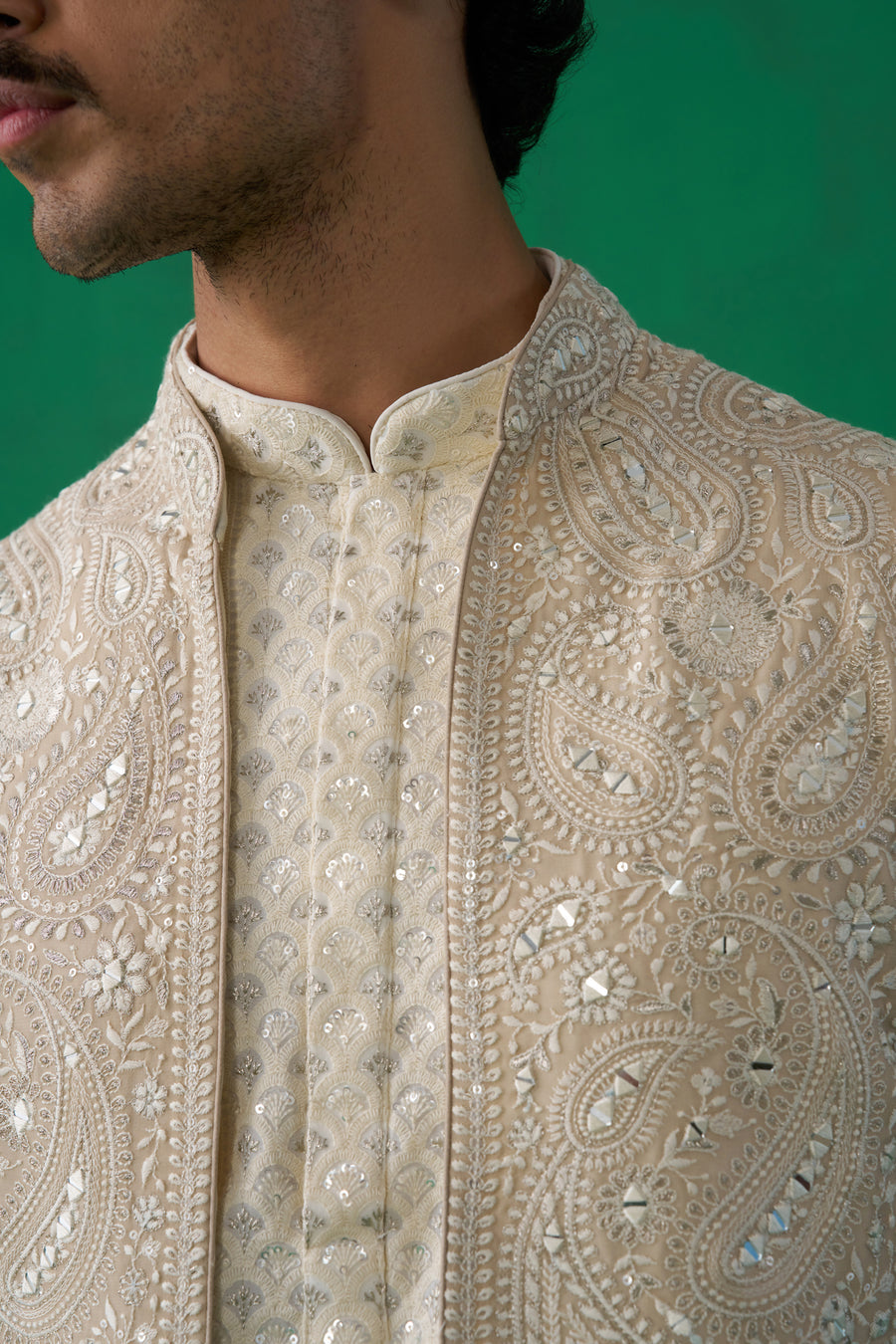 PAISLEY IVORY KURTA JACKET SET