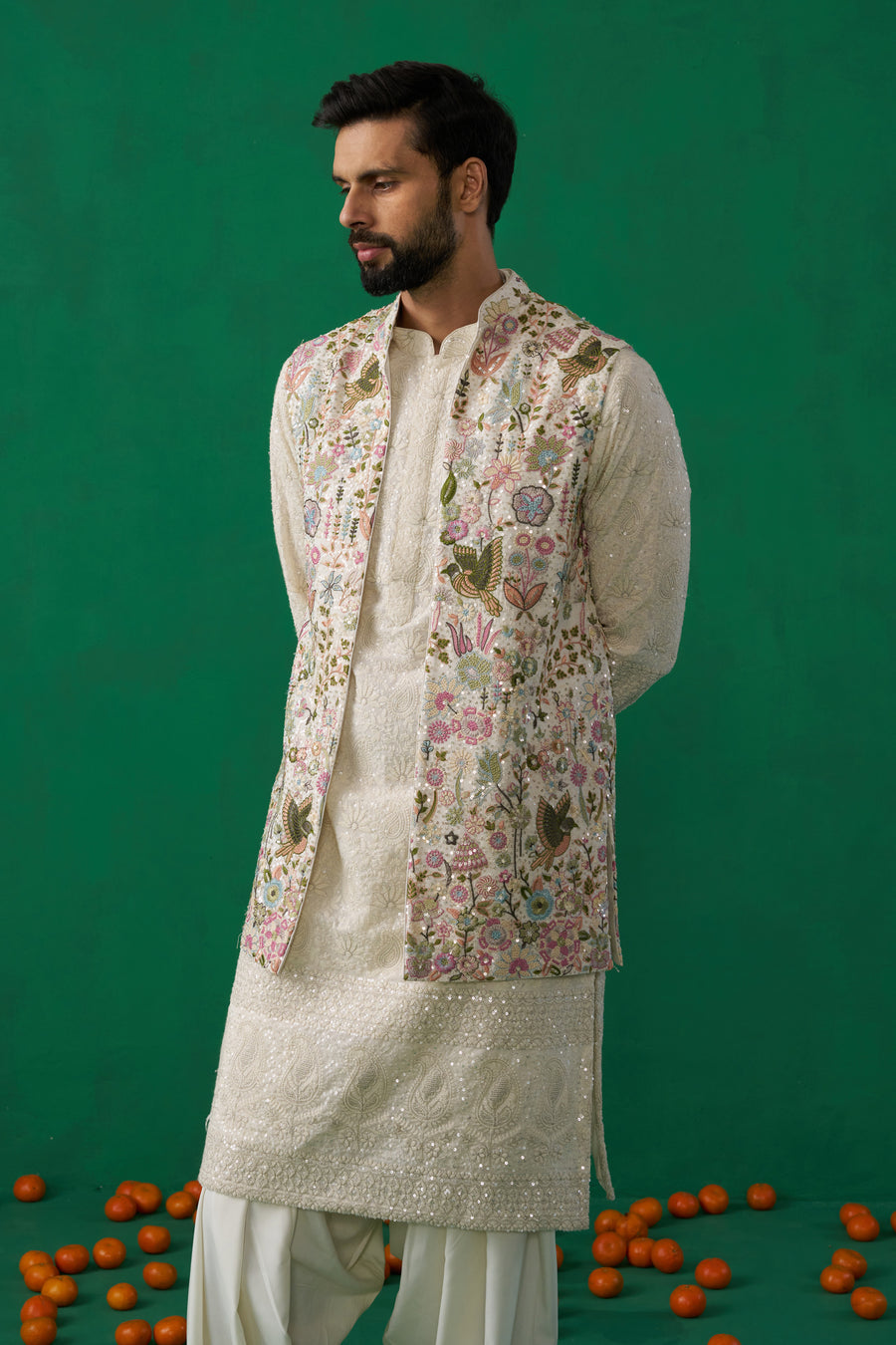 PHOOLPANKH IVORY KURTA JACKET SET