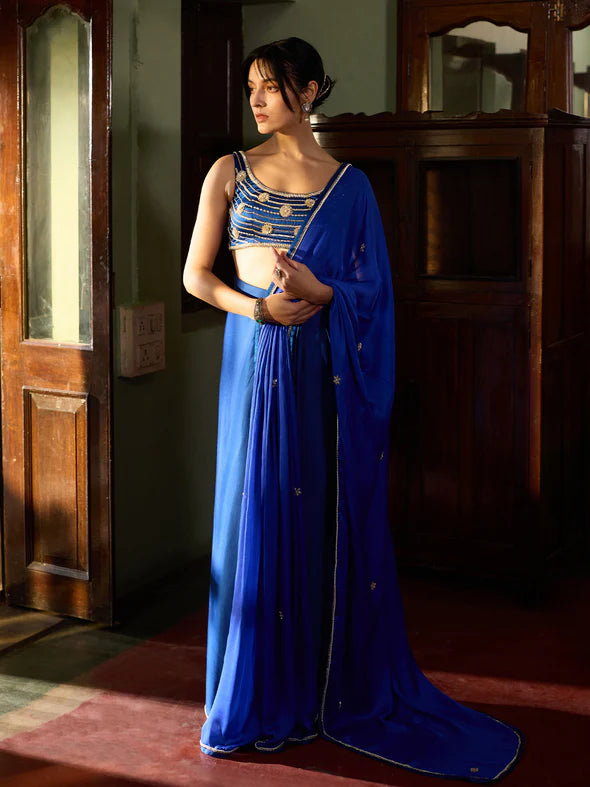 THE COBALT MIRAGE SAREE SET