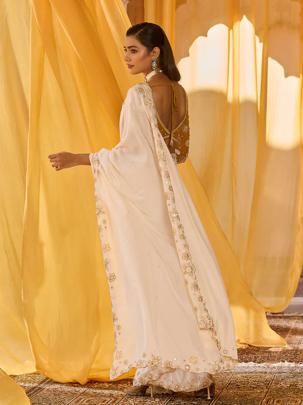 Mustard Muse Chiffon Saree Set
