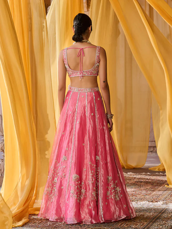 Elysia Pink Tissue Lehenga Set