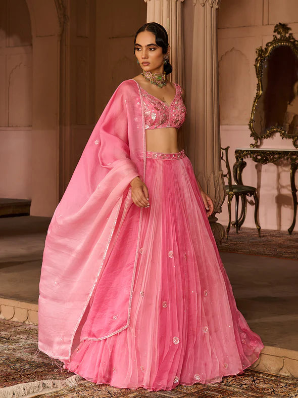 Petal Fade Organza Lehenga Set