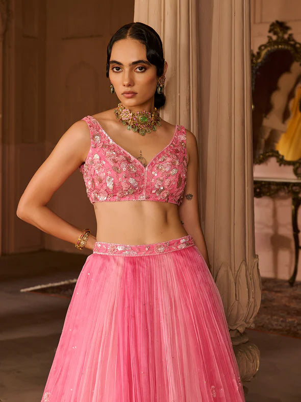 Petal Fade Organza Lehenga Set