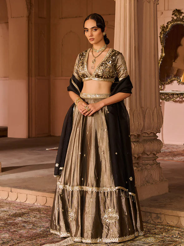 Ember Tissue Lehenga Set