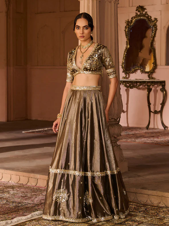 Ember Tissue Lehenga Set