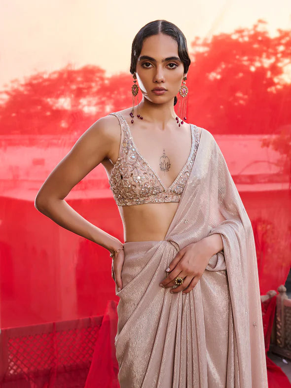 Champagne Blush Saree Set
