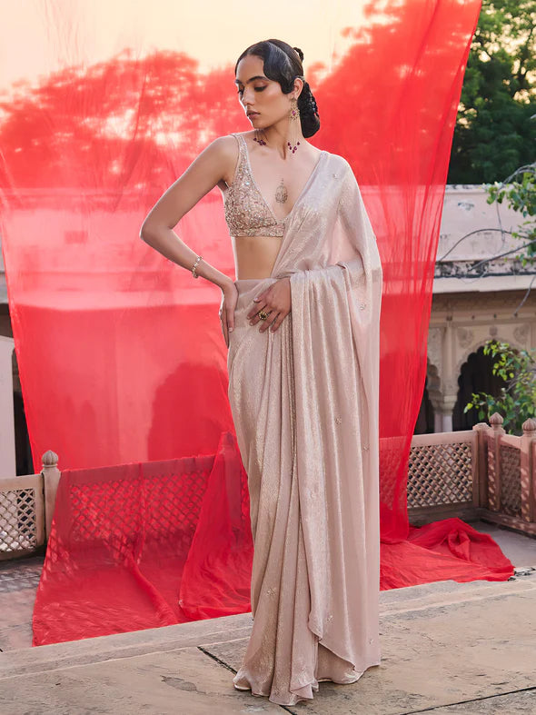 Champagne Blush Saree Set