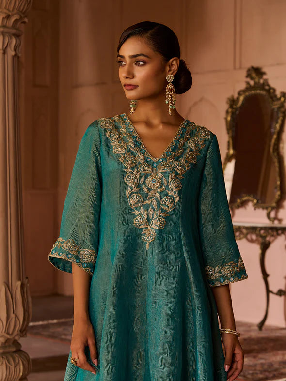 Azure Peacock Blue Suit Set