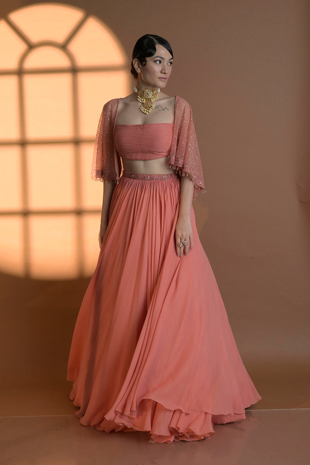 Aurora Cape Lehenga