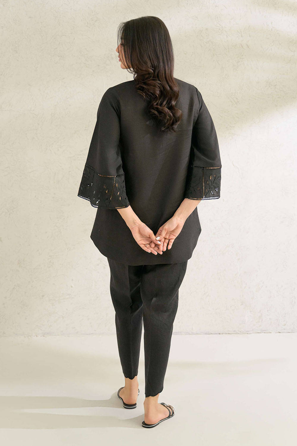 Black Solid Embellished Co-Ord Sets