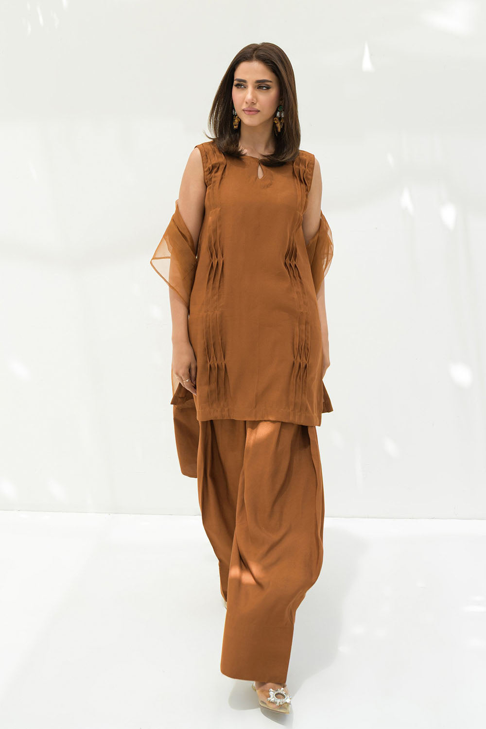 Brown solid Farshi Salwar Set