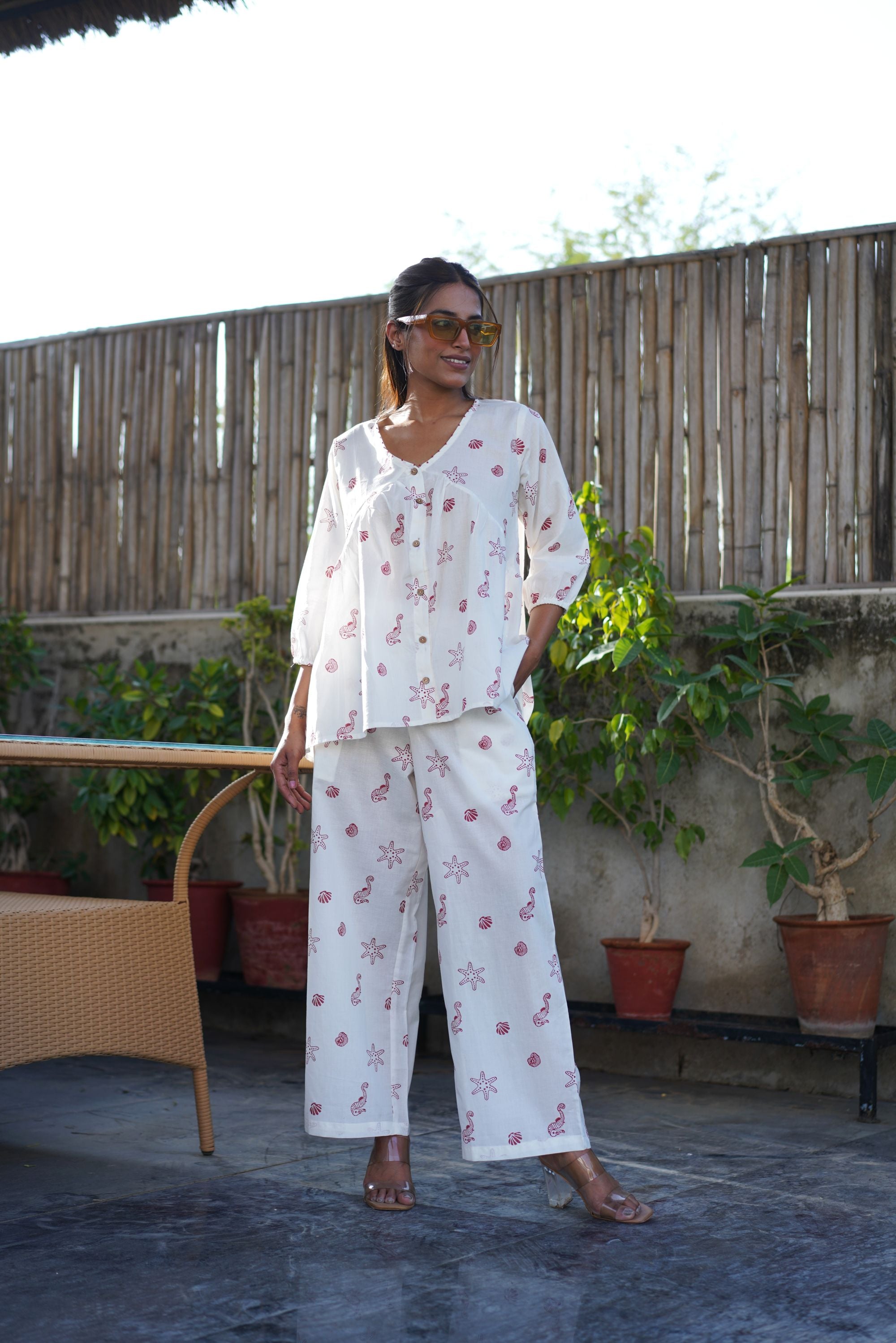 Sea Treasures Coord Set- Crimson (Set of 2)