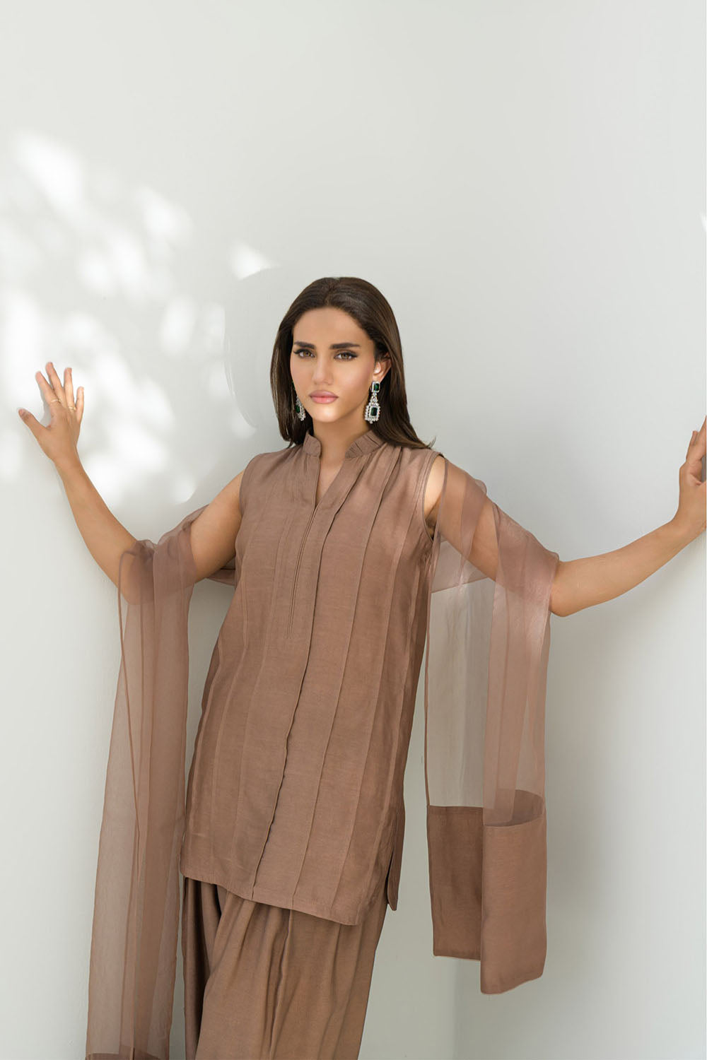 Coffee solid Farshi Salwar Set