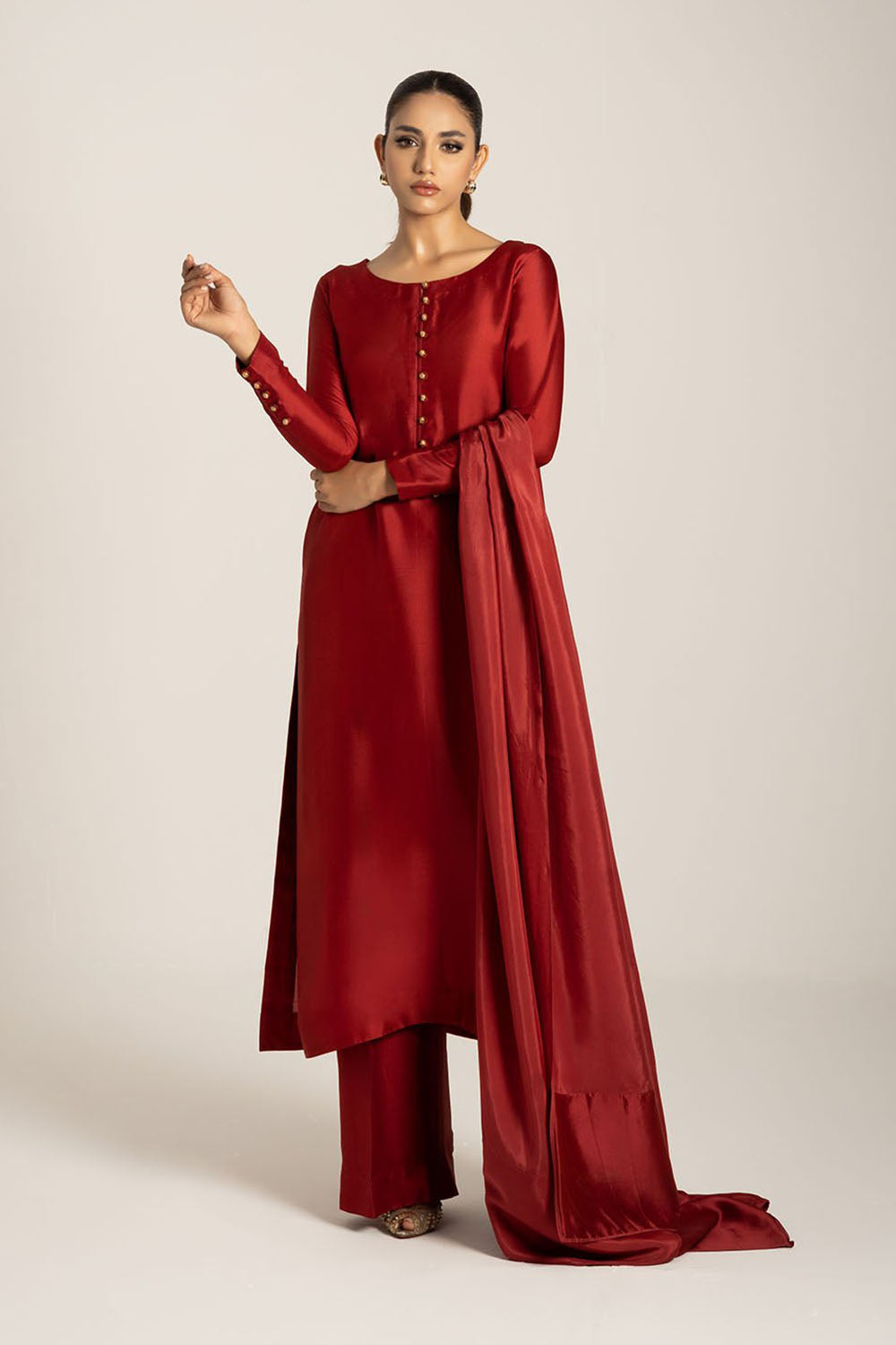 Deep Red Pure Silk Kurta Set
