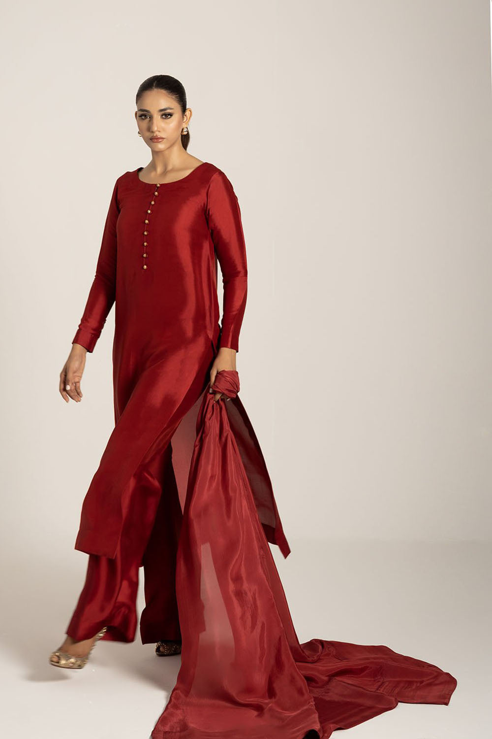 Deep Red Pure Silk Kurta Set