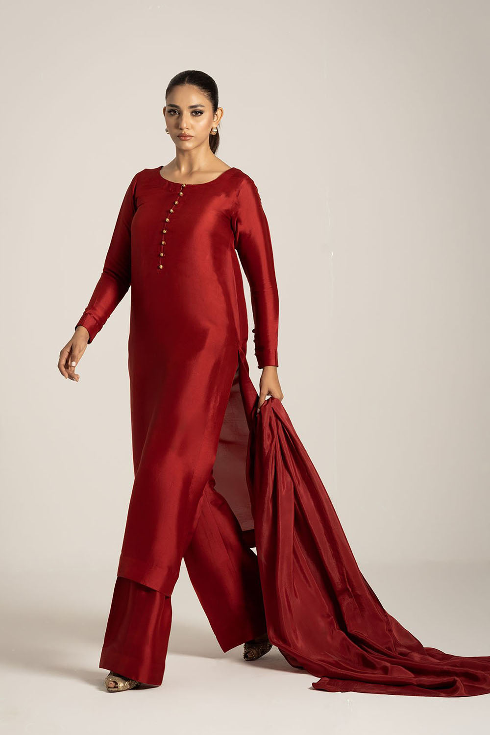 Deep Red Pure Silk Kurta Set