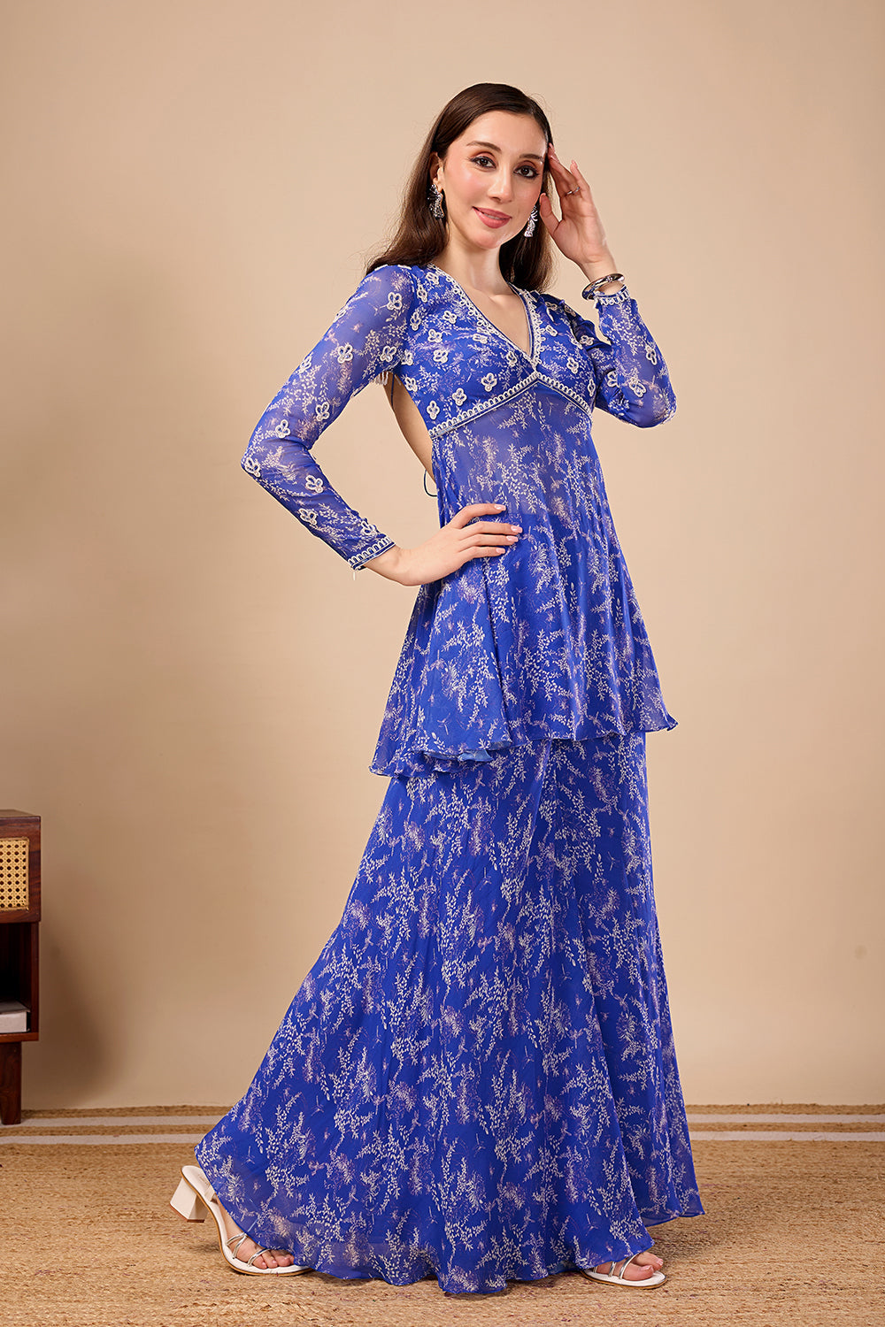 Dori Azure Peplum- Palazo Set