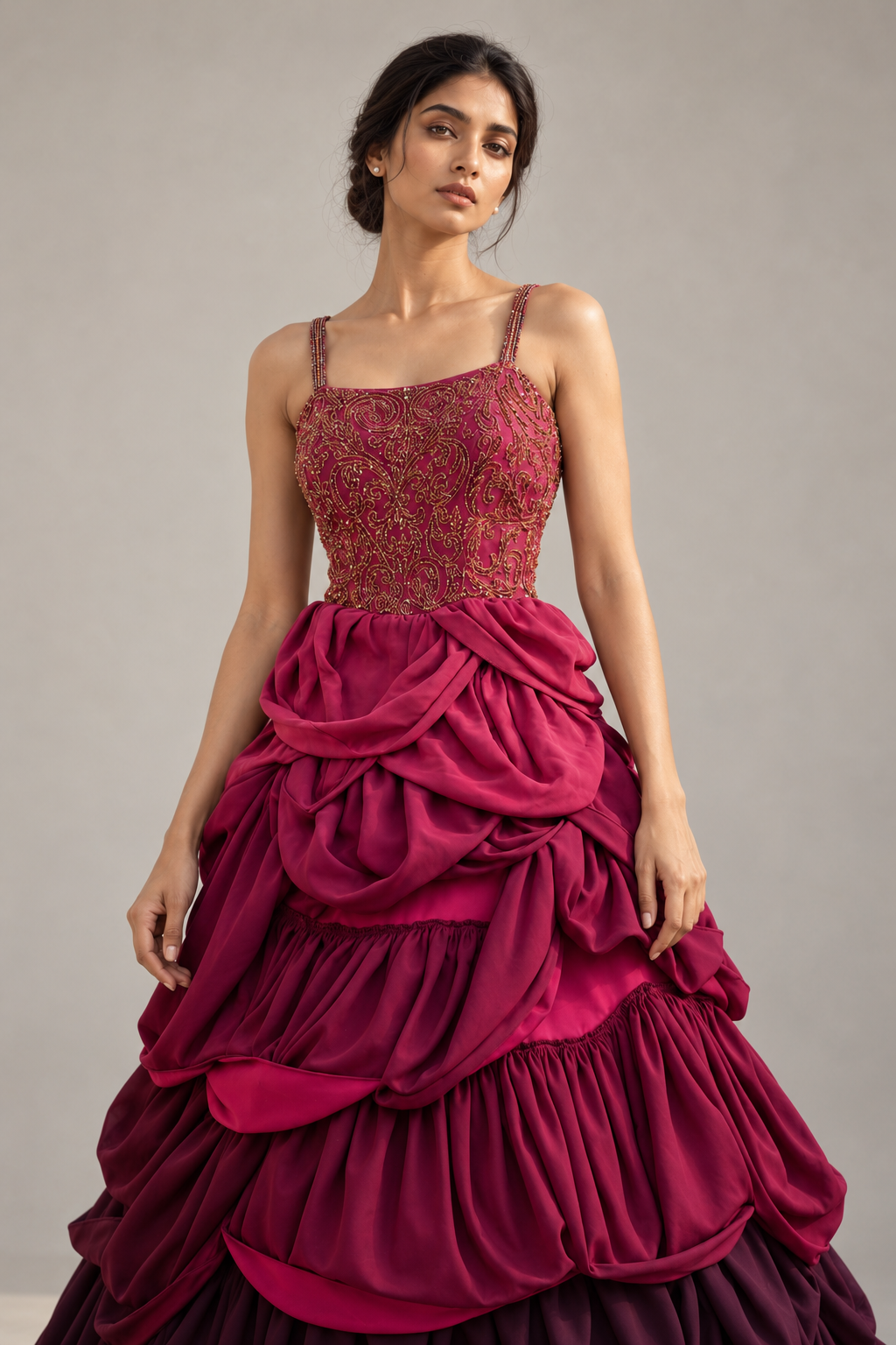 Dahlia Hand-Embroidered Couture Gown - image 4