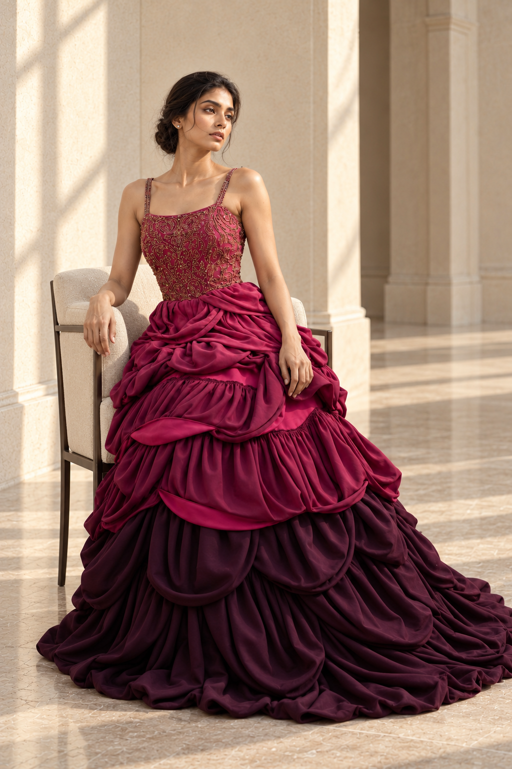 Dahlia Hand-Embroidered Couture Gown - image 1