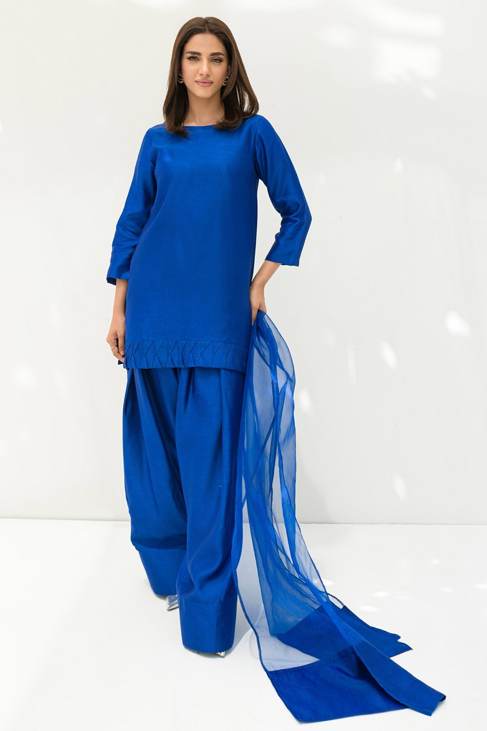 Electric Blue solid Farshi Salwar Set