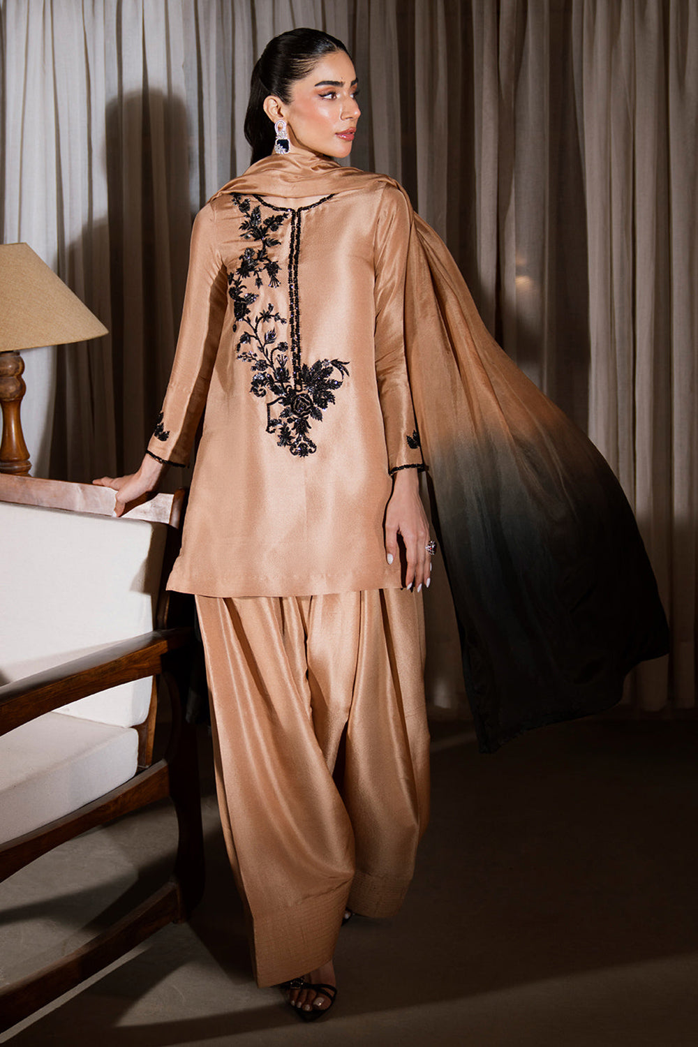 Embroidered Gajji Silk Farshi Suit Set