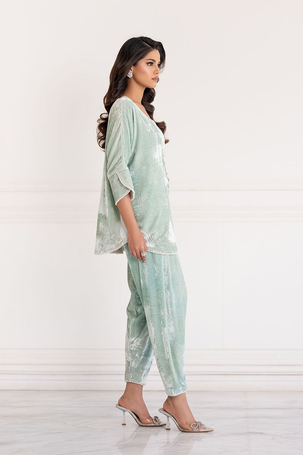 Ice Blue Luxe Velvet Co-ord Set