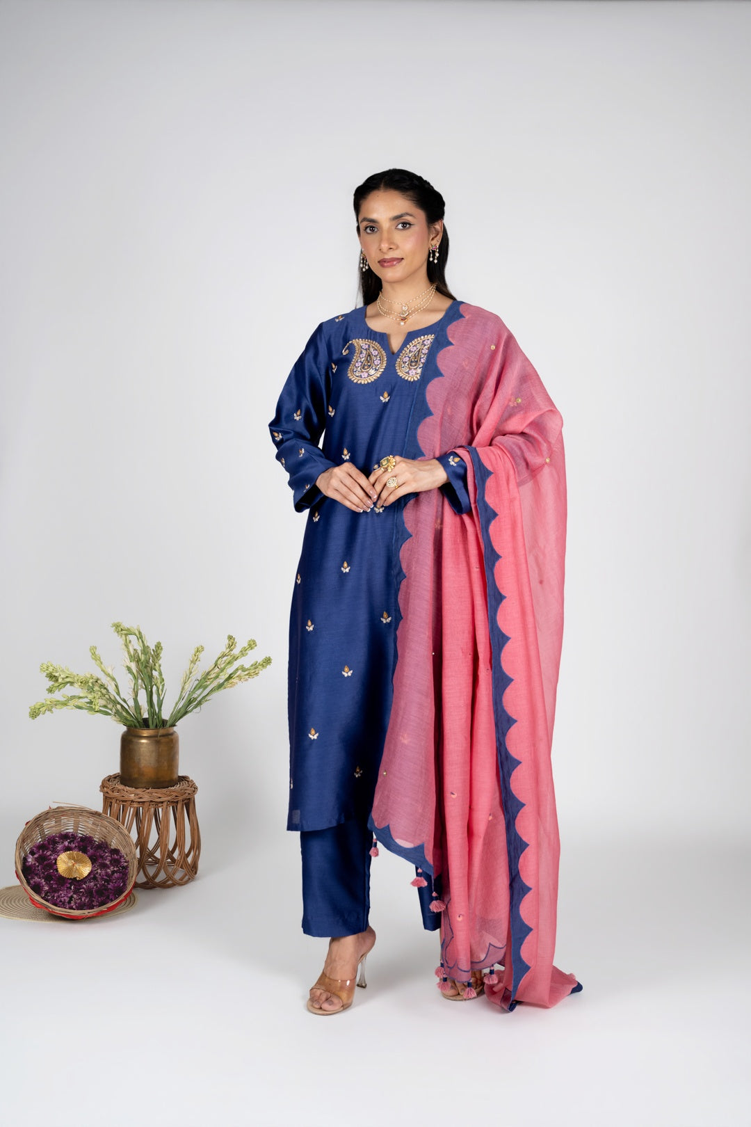Eraya Blush Chanderi kurta set with Dupatta